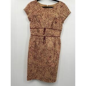 Liz Claiborne Size 10 Animal Print Sheath Dress Cap Sleeve Career Rockabilly